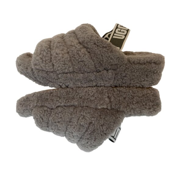 UGG Fluff Yeah Slide Slippers Gray Size 6 Womens Cozy Sheepskin Rubber Sole - Picture 6 of 9